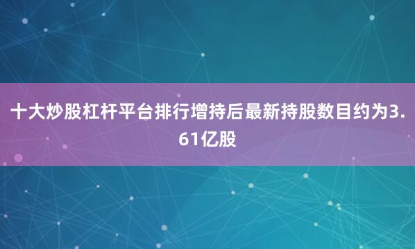 十大炒股杠杆平台排行增持后最新持股数目约为3.61亿股