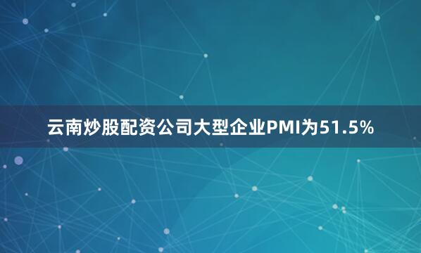 云南炒股配资公司大型企业PMI为51.5%